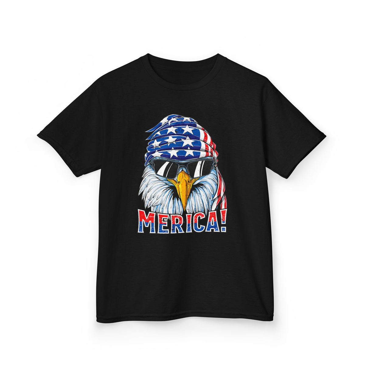 Kids Tee — 'MERICA! Bald Eagle with American Flag Bandana Patriotic Graphic T-Shirt