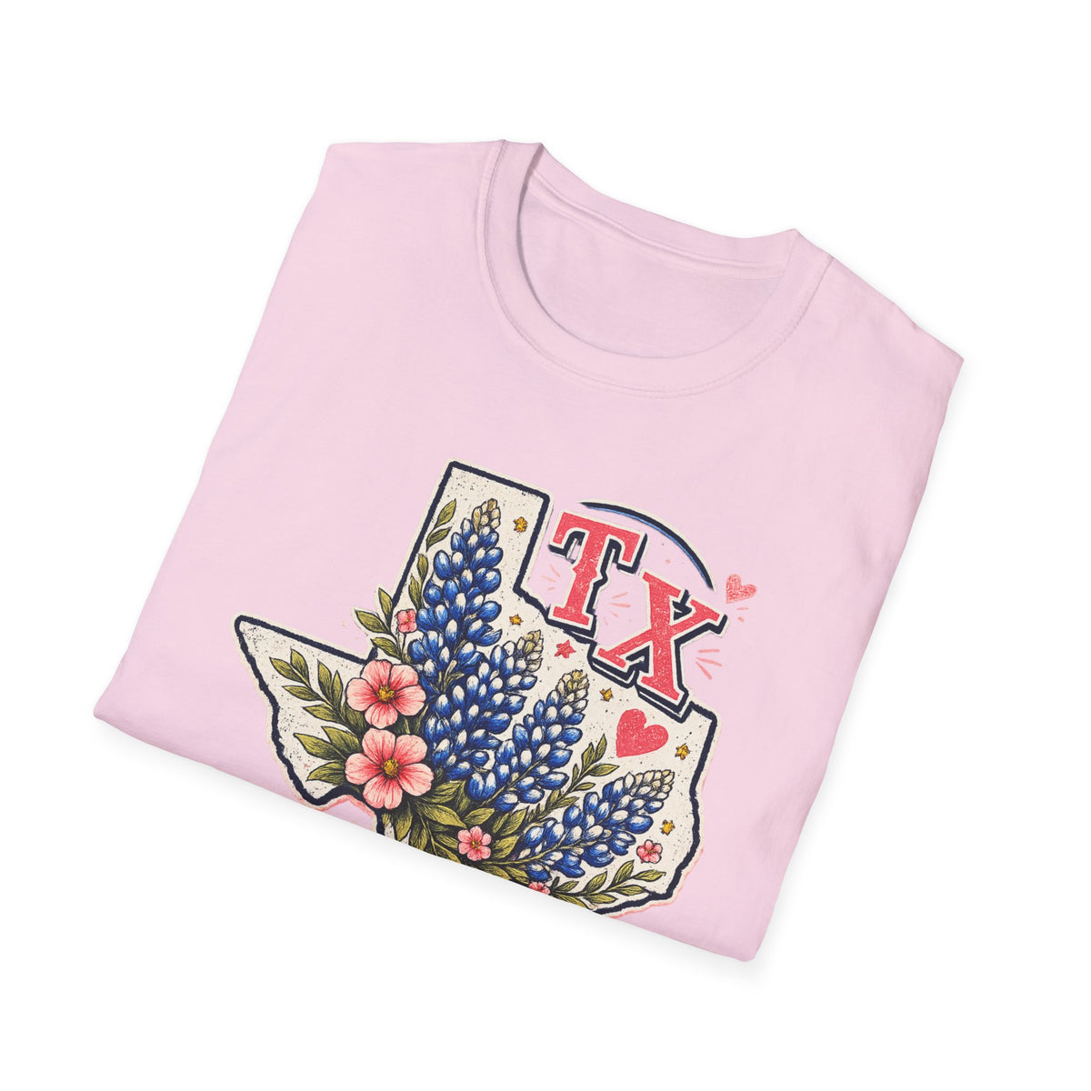 Texas Bluebonnet State T-Shirt — TX Floral Map Tee