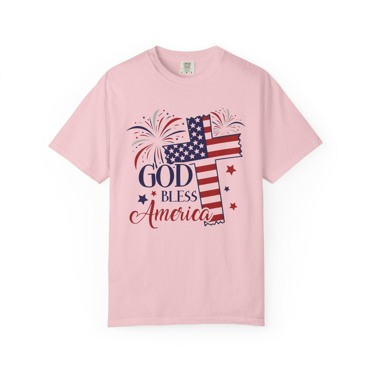 God Bless America w/Patriotic Cross - Fourth of July Tee