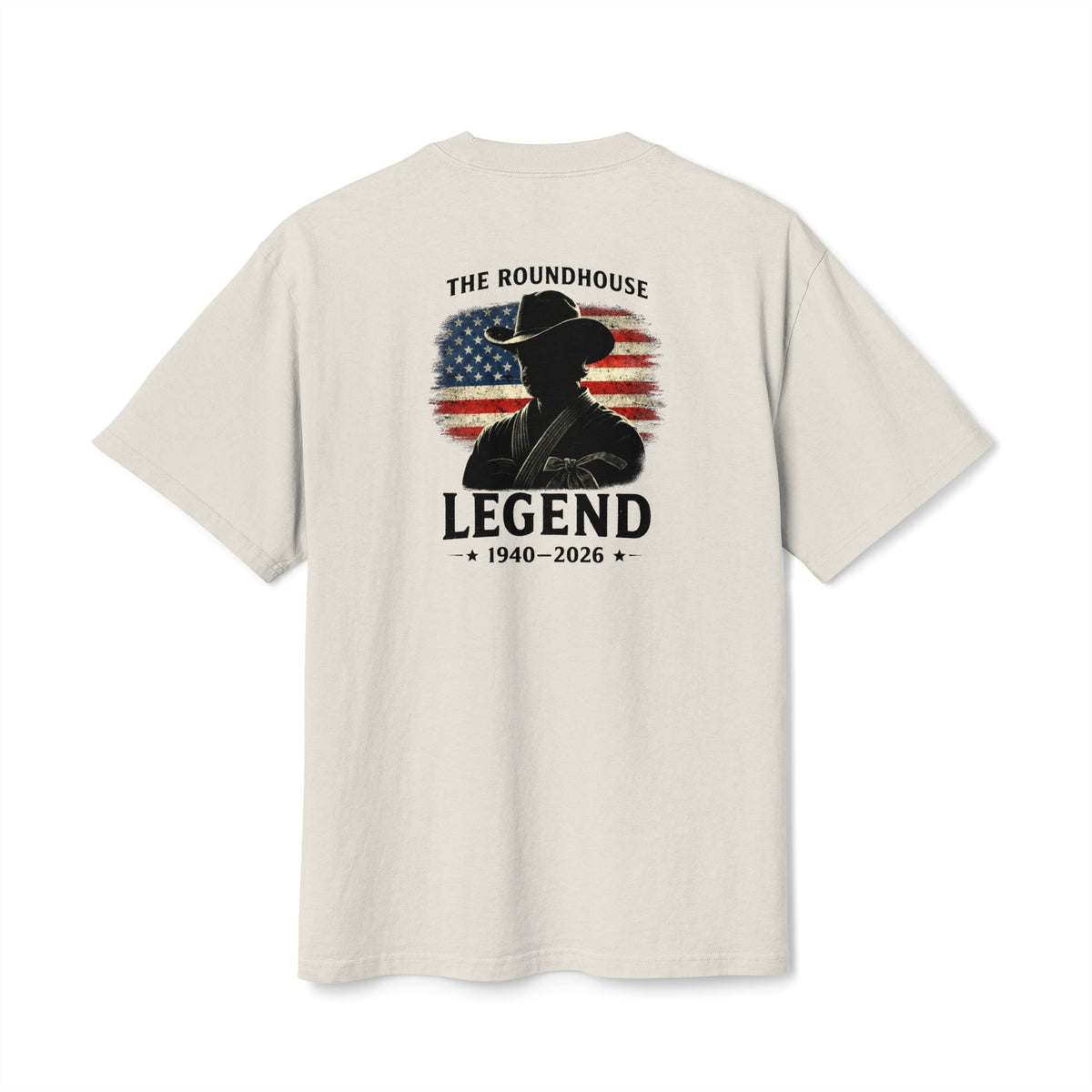 Premium Heavy Faded Tee - 'The Roundhouse Legend' Patriotic Cowboy Tribute