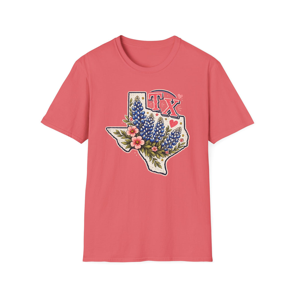 Texas Bluebonnet State T-Shirt — TX Floral Map Tee