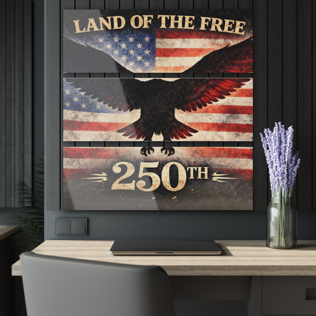 250th Anniversary American Flag & Eagle Acrylic Print (Triptych)