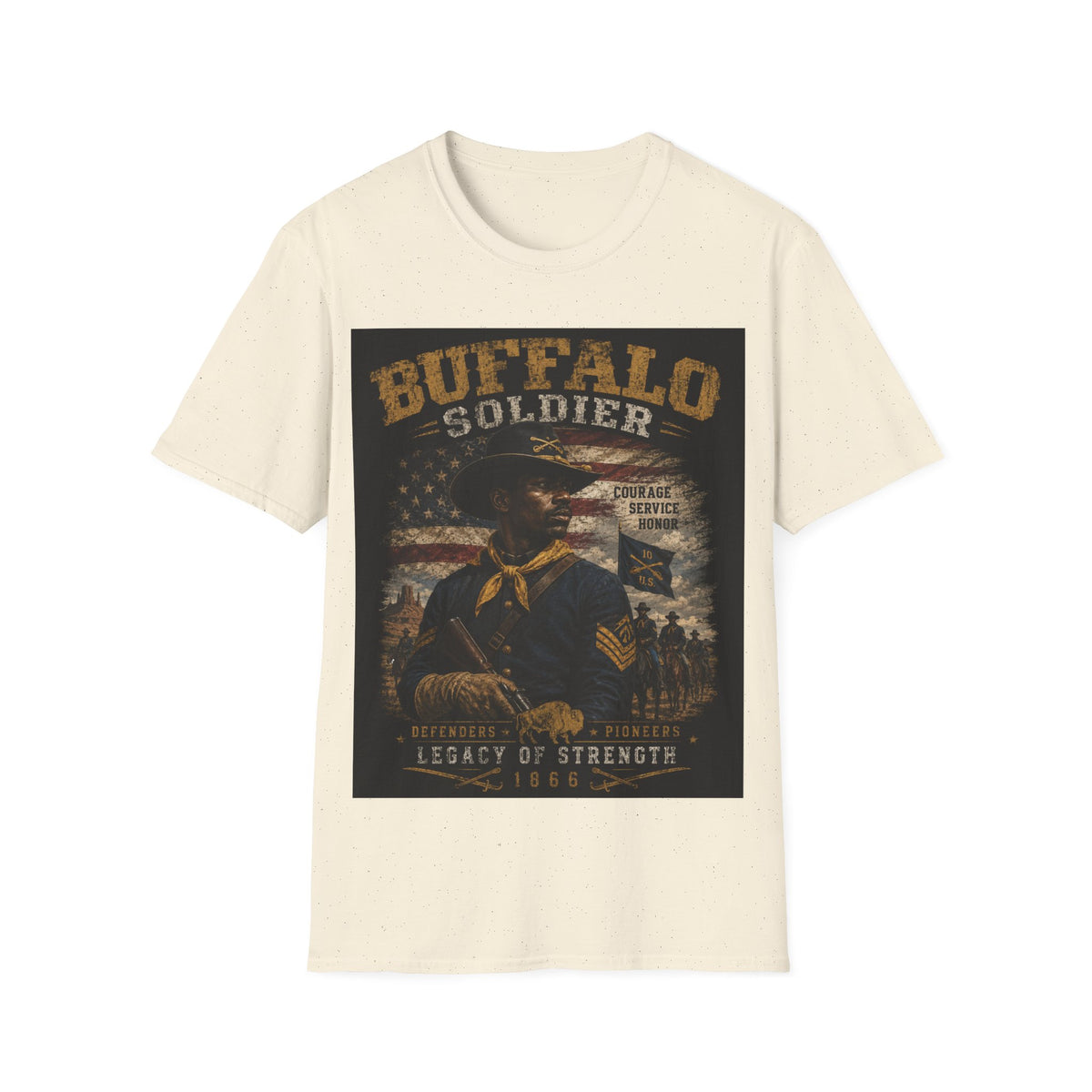 Buffalo Soldier T-Shirt — Vintage Military Tribute Tee (Courage • Service • Honor)