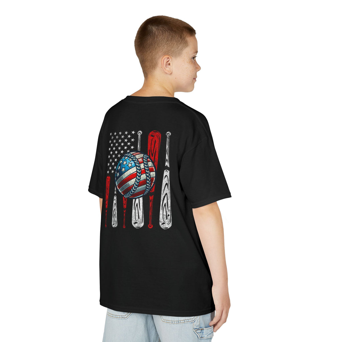 American Flag Ball & Bats - Youth Graphic T‑Shirt