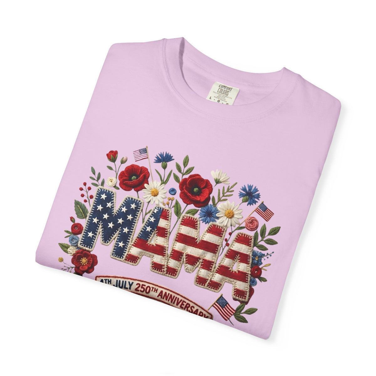 Mama Floral American Flag T-Shirt — Patriotic Mama Gift for Mother’s Day