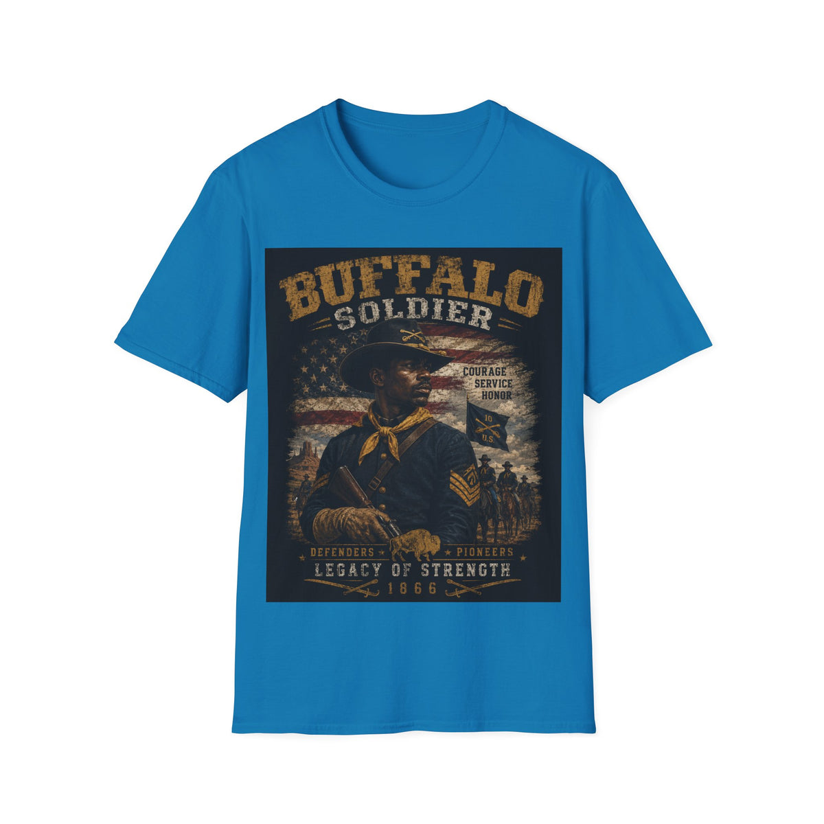 Buffalo Soldier T-Shirt — Vintage Military Tribute Tee (Courage • Service • Honor)