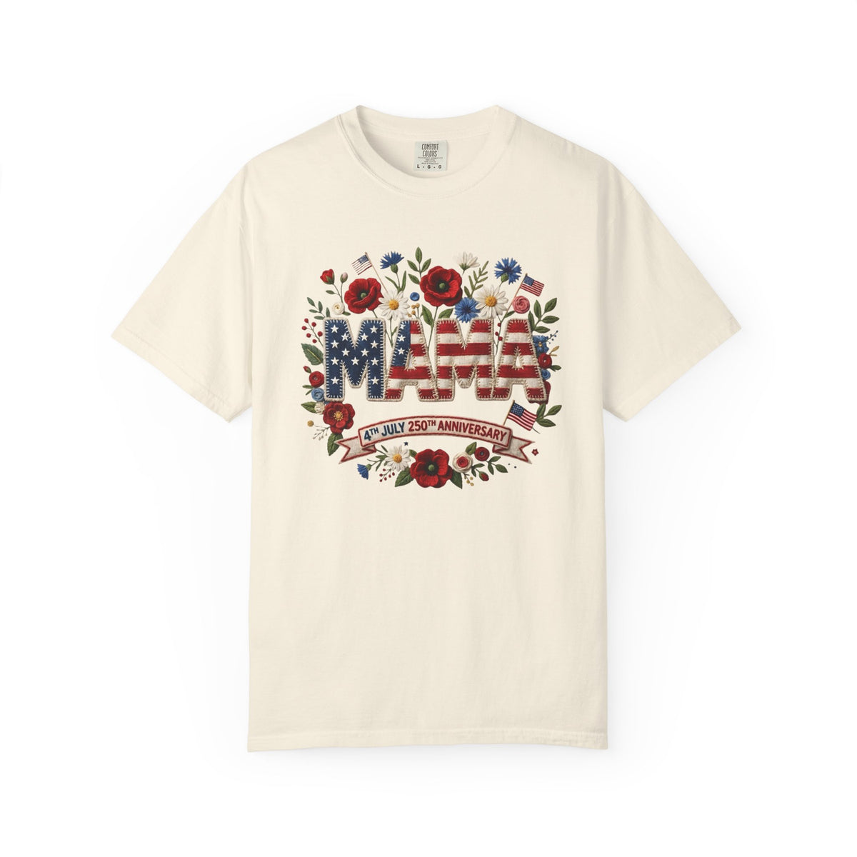 Mama Floral American Flag T-Shirt — Patriotic Mama Gift for Mother’s Day