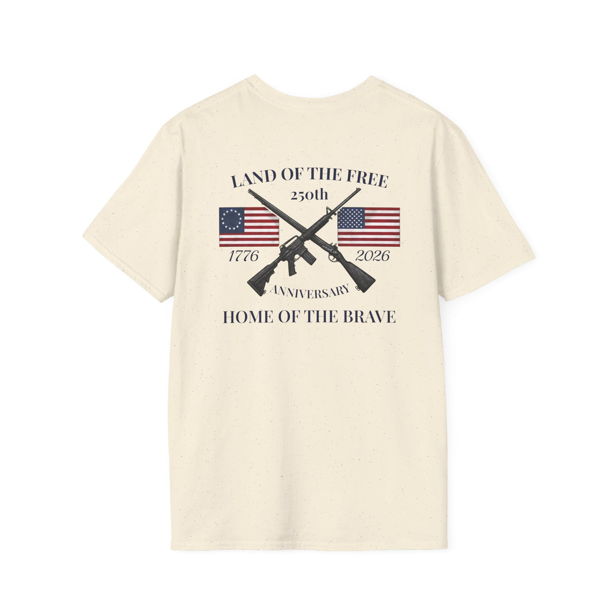 Patriotic 250th Anniversary T-Shirt — "Land of the Free, Home of the Brave"