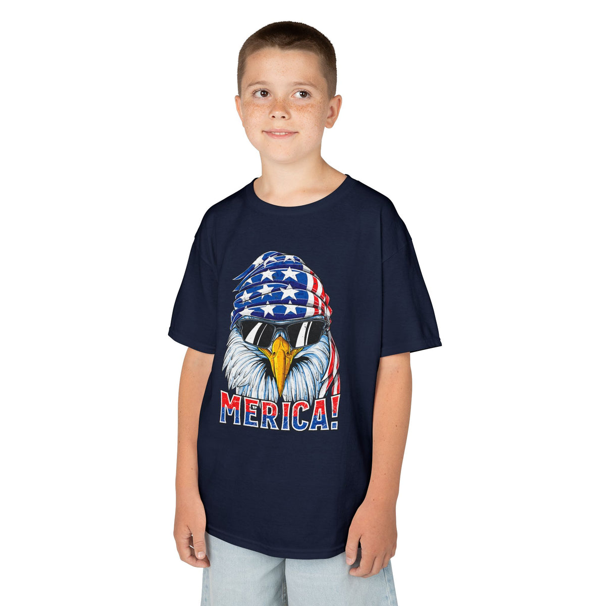 Kids Tee — 'MERICA! Bald Eagle with American Flag Bandana Patriotic Graphic T-Shirt