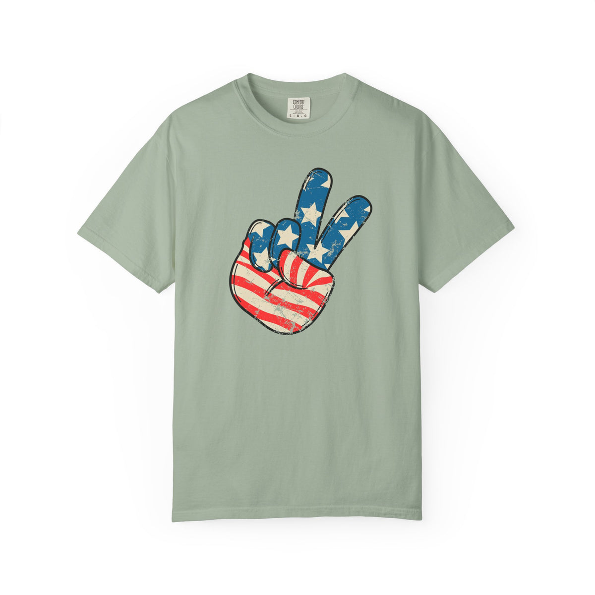 Patriotic Peace Sign T-Shirt — American Flag Peace Hand Tee