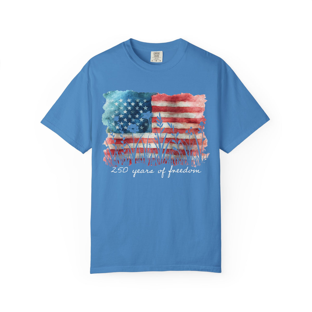 250 Years of Freedom American Flag & Flowers T-Shirt