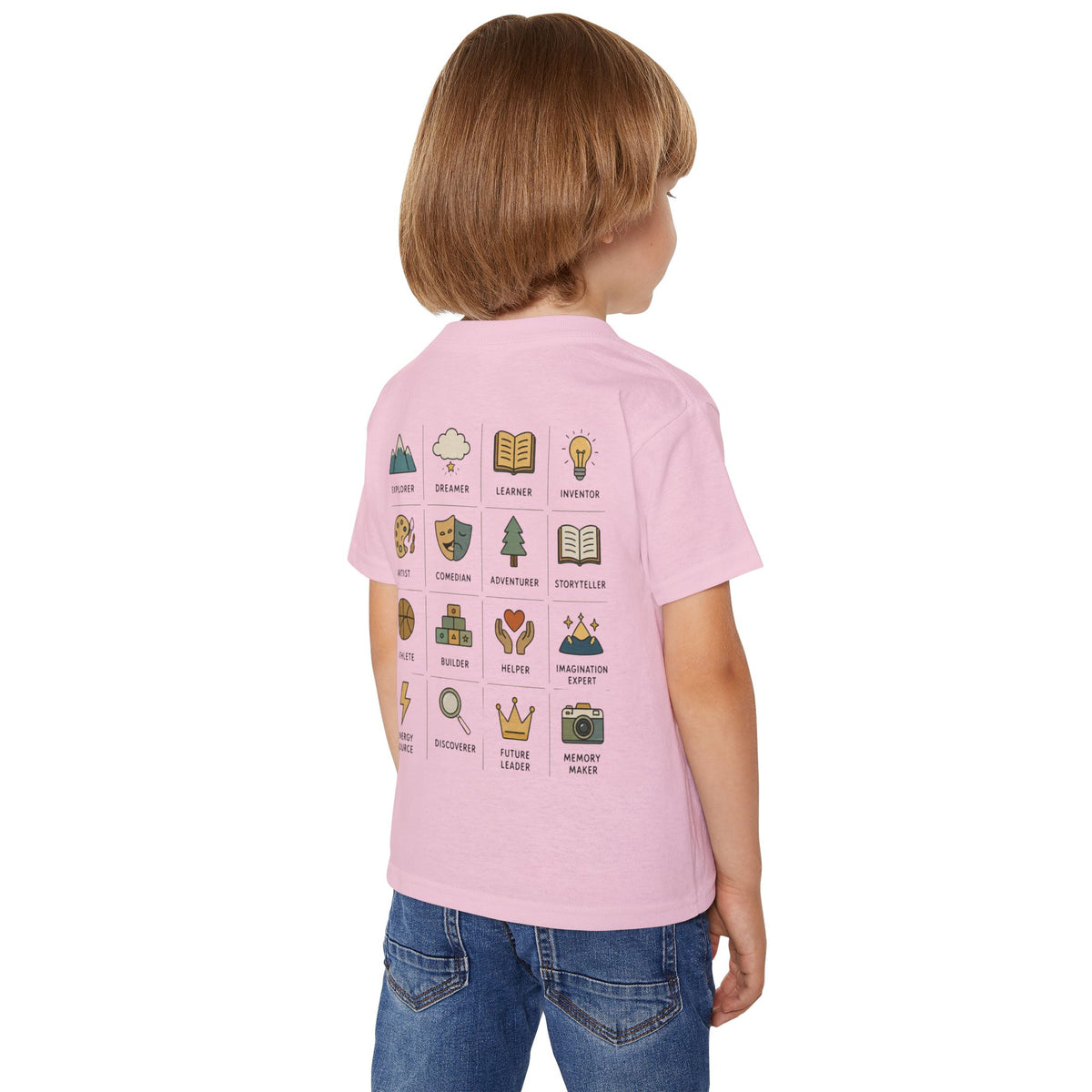 Toddler T‑Shirt “More Than a Kid” — Empowering Icons Backprint (Preschool, Gifts)