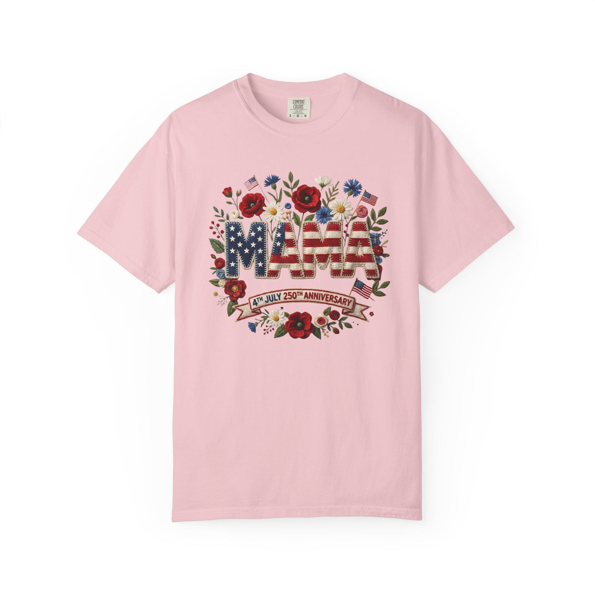 Mama Floral American Flag T-Shirt — Patriotic Mama Gift for Mother’s Day