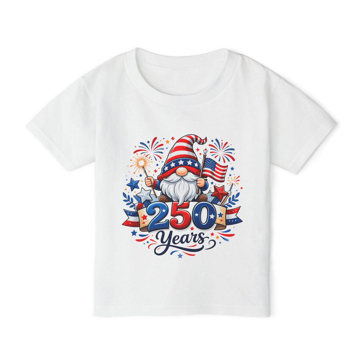Toddler T-Shirt – Patriotic 250 Years Gnome Design (4th of July Kids Tee)