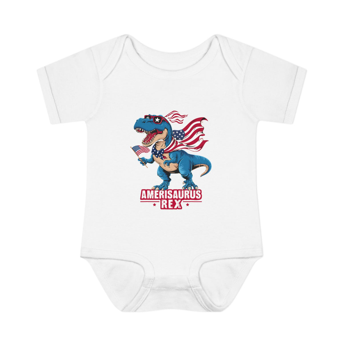 "Amerisaurus Rex" Patriotic T-Rex Baby Onesie (4th of July)
