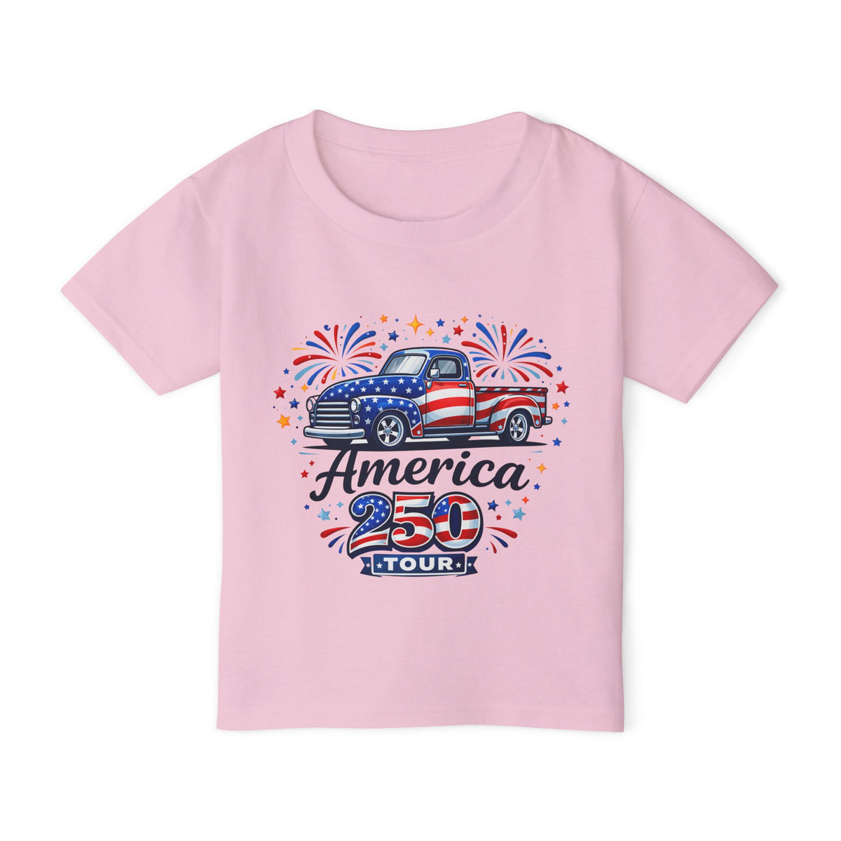 Toddler T-Shirt — "America 250 Tour" Patriotic Truck Fourth of July Tee