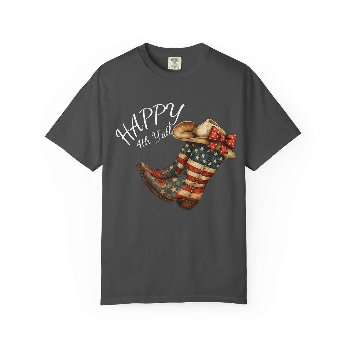 Happy 4th of July Cowboy Boot Graphic T-Shirt