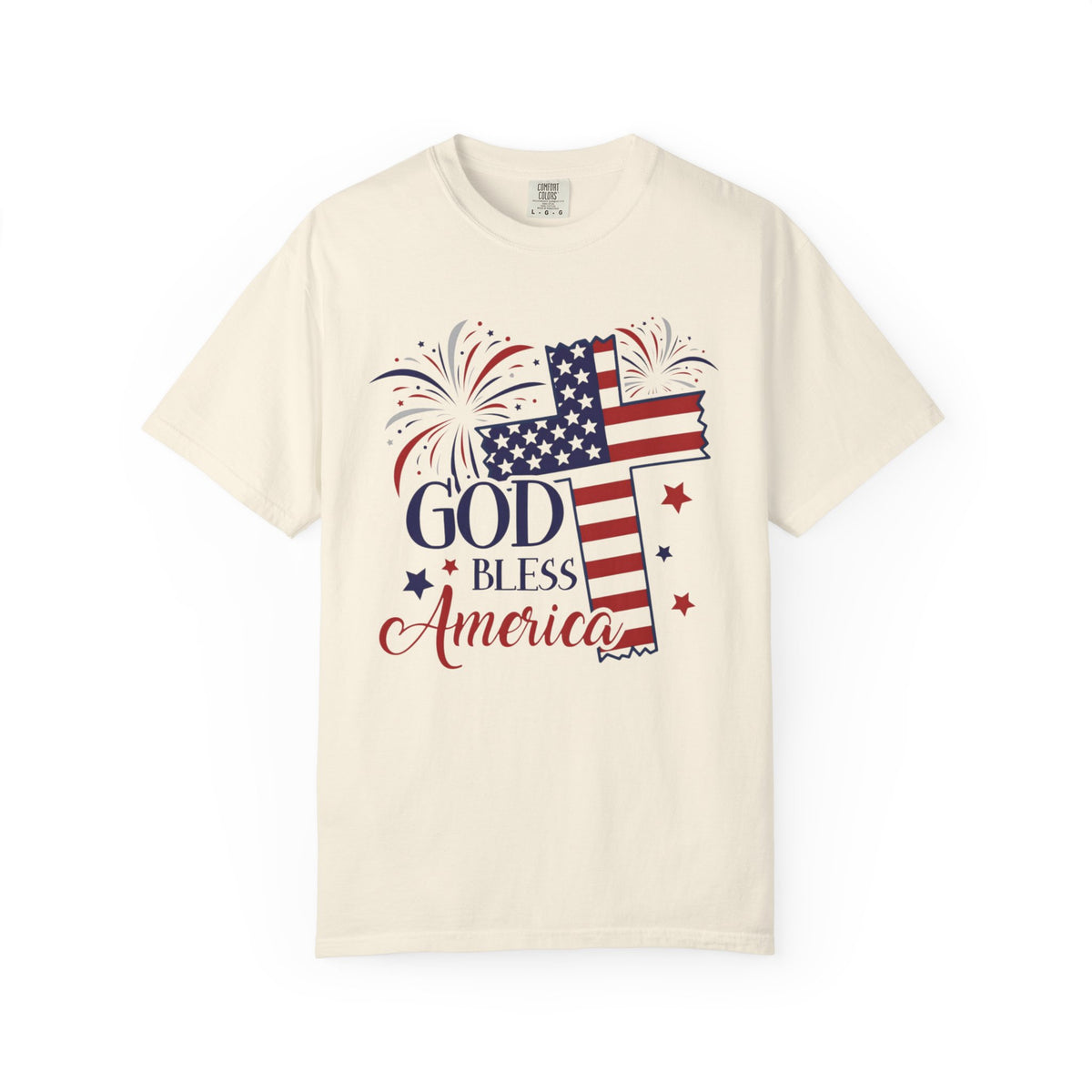 God Bless America w/Patriotic Cross - Fourth of July Tee