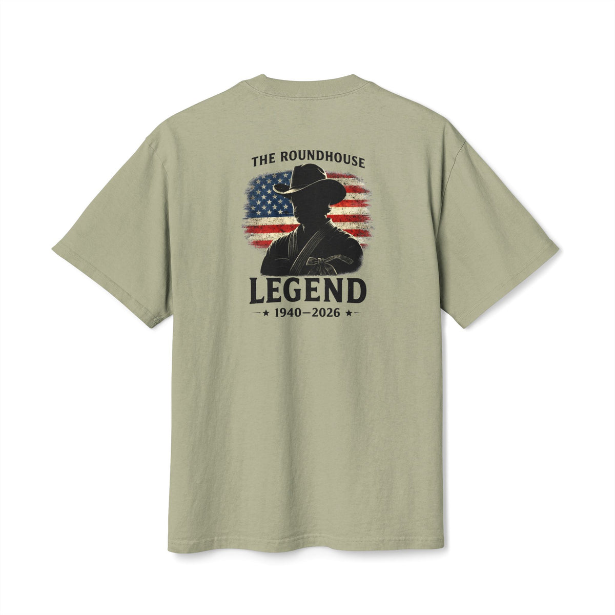 Premium Heavy Faded Tee - 'The Roundhouse Legend' Patriotic Cowboy Tribute