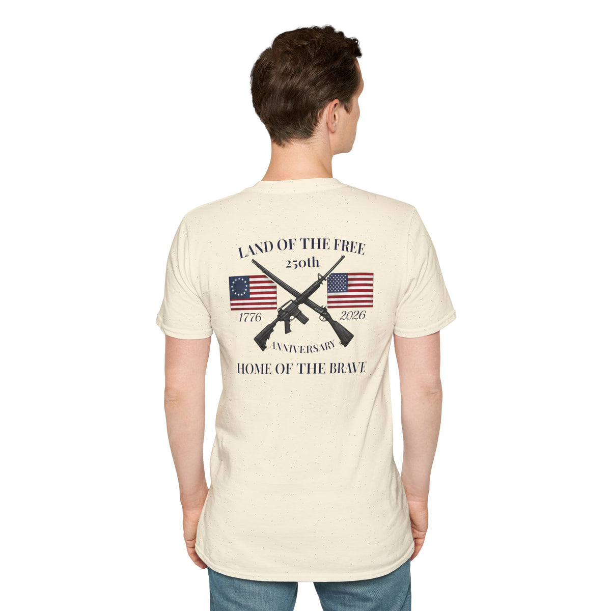 Patriotic 250th Anniversary T-Shirt — "Land of the Free, Home of the Brave"
