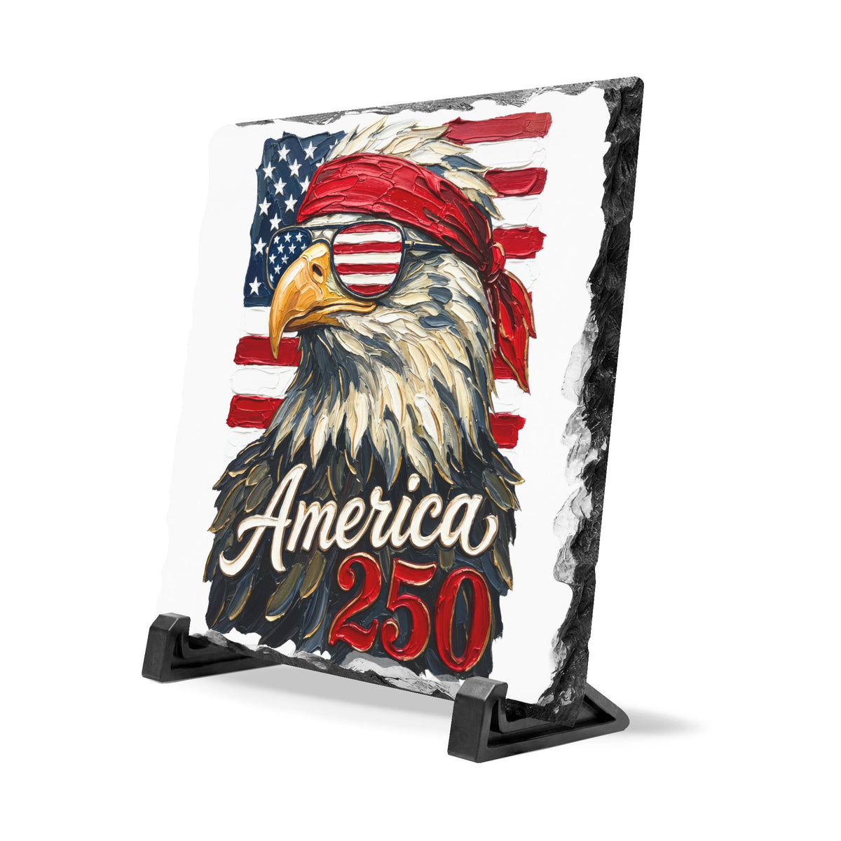 Slate Desk Plaque - Patriotic Bald Eagle 'America 250' Table Accent