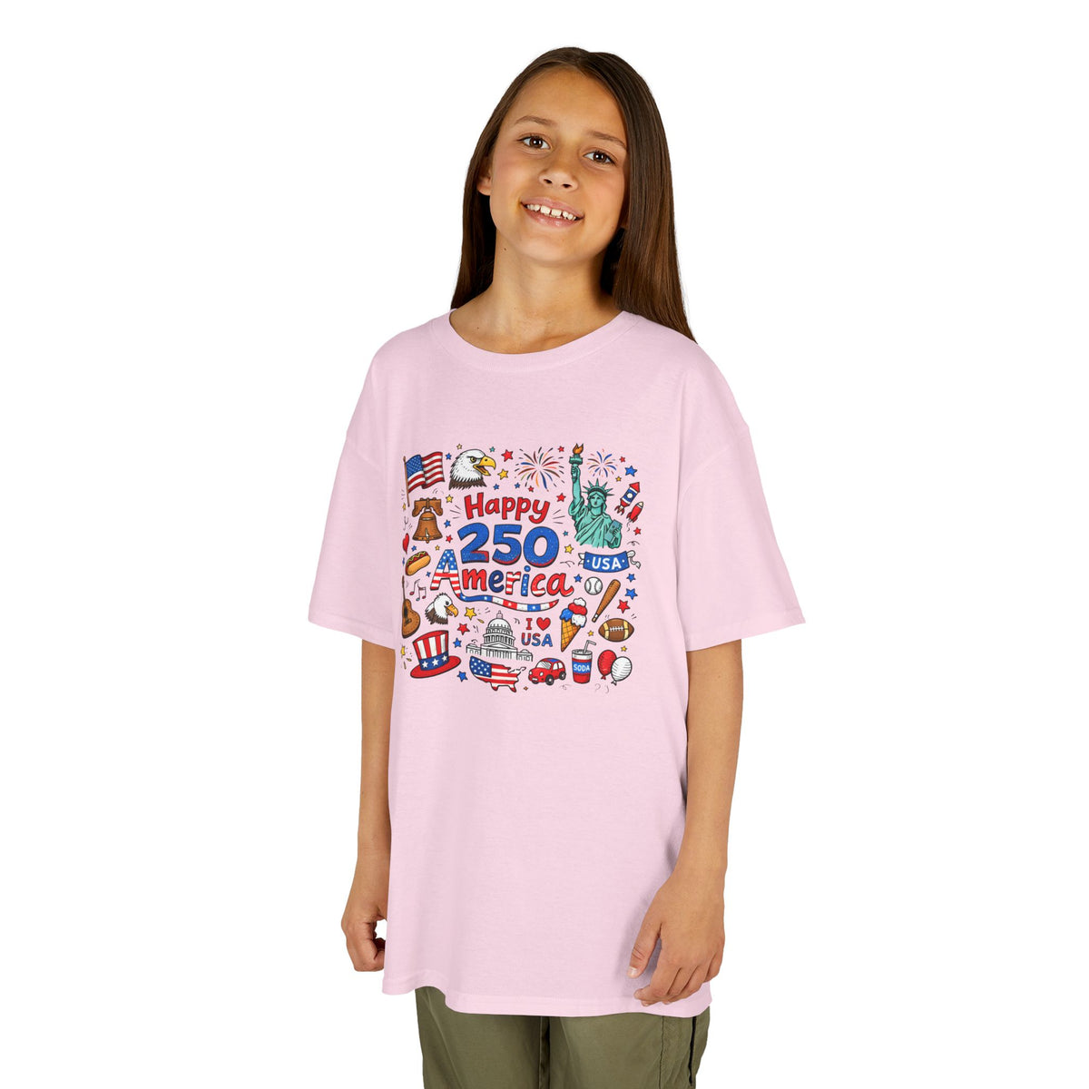 Kids 250th Patriotic USA Icons Tee for 250th Celebration
