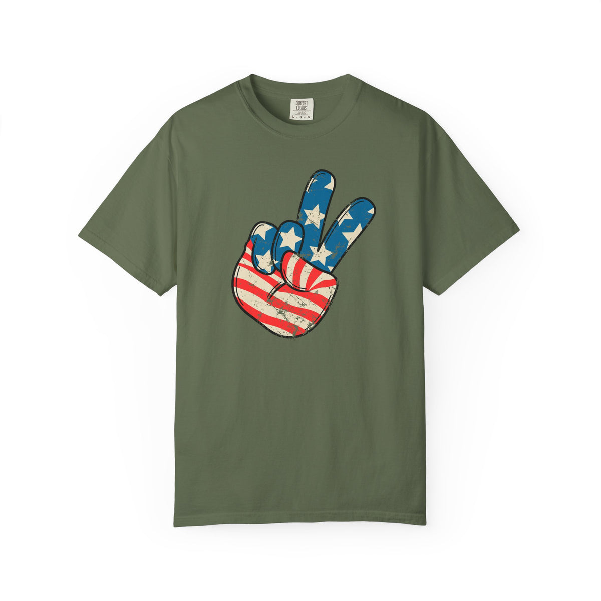 Patriotic Peace Sign T-Shirt — American Flag Peace Hand Tee