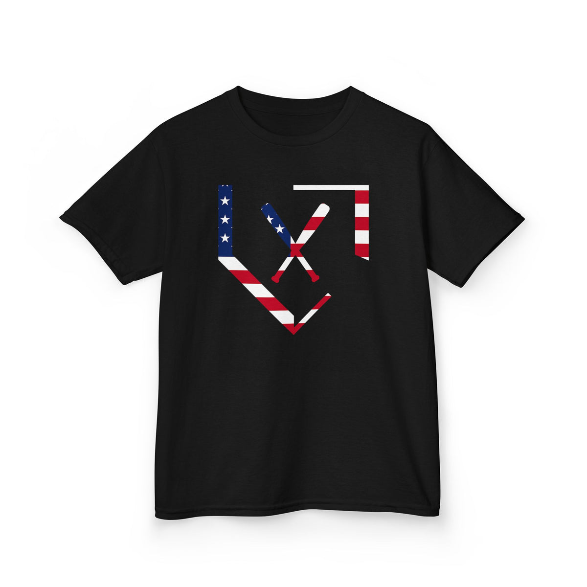 American Flag Baseball Home Plate - Kids Graphic T-Shirt