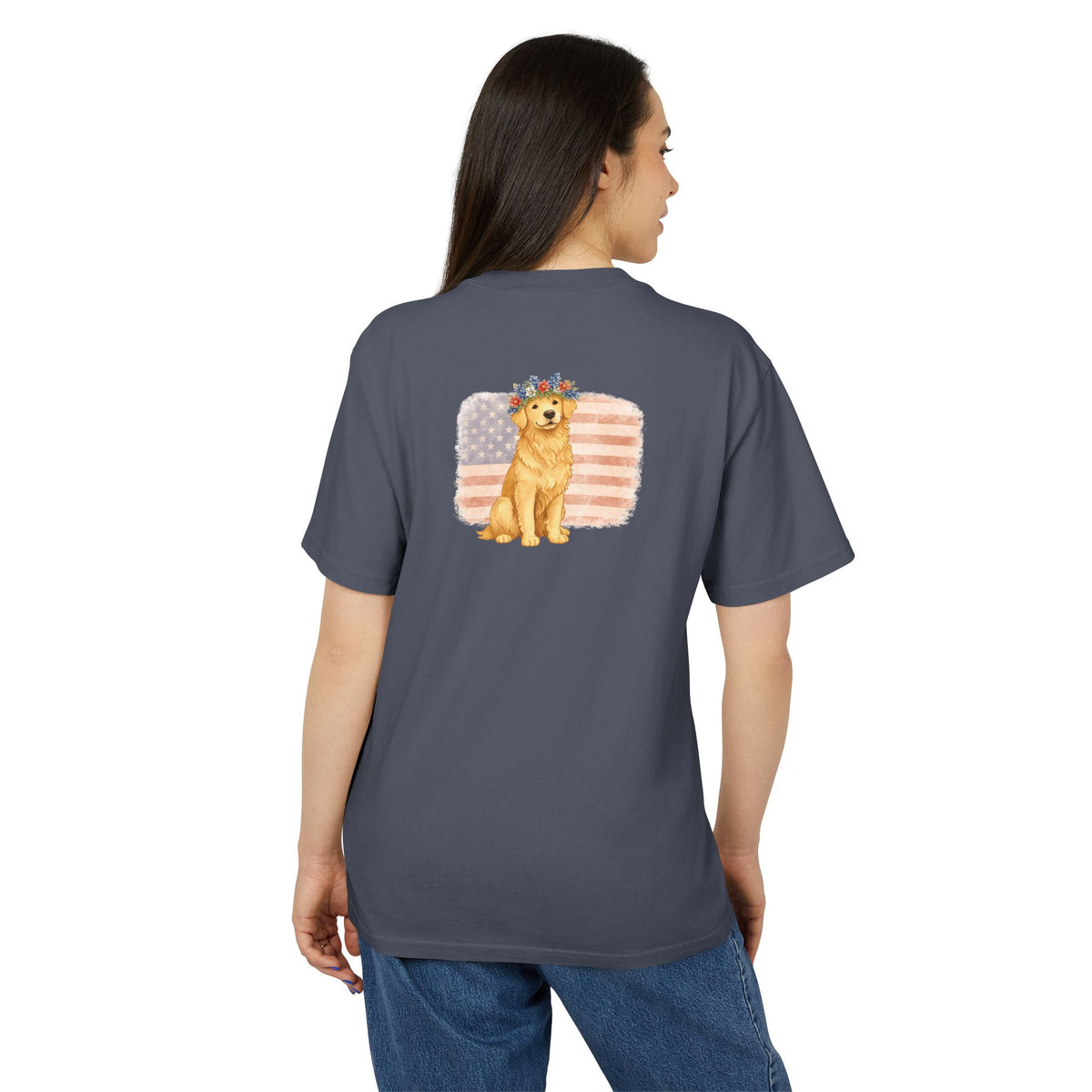 Premium Heavy Faded Tee - Golden Flower Crown