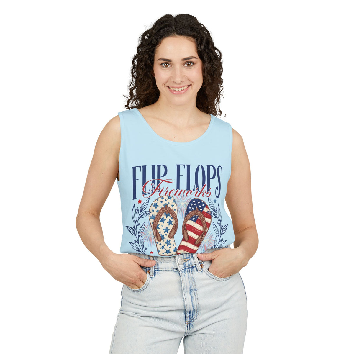 Tank Top — Flip Flops & Freedom Patriotic Flip-Flop Summer Tee for 4th of July