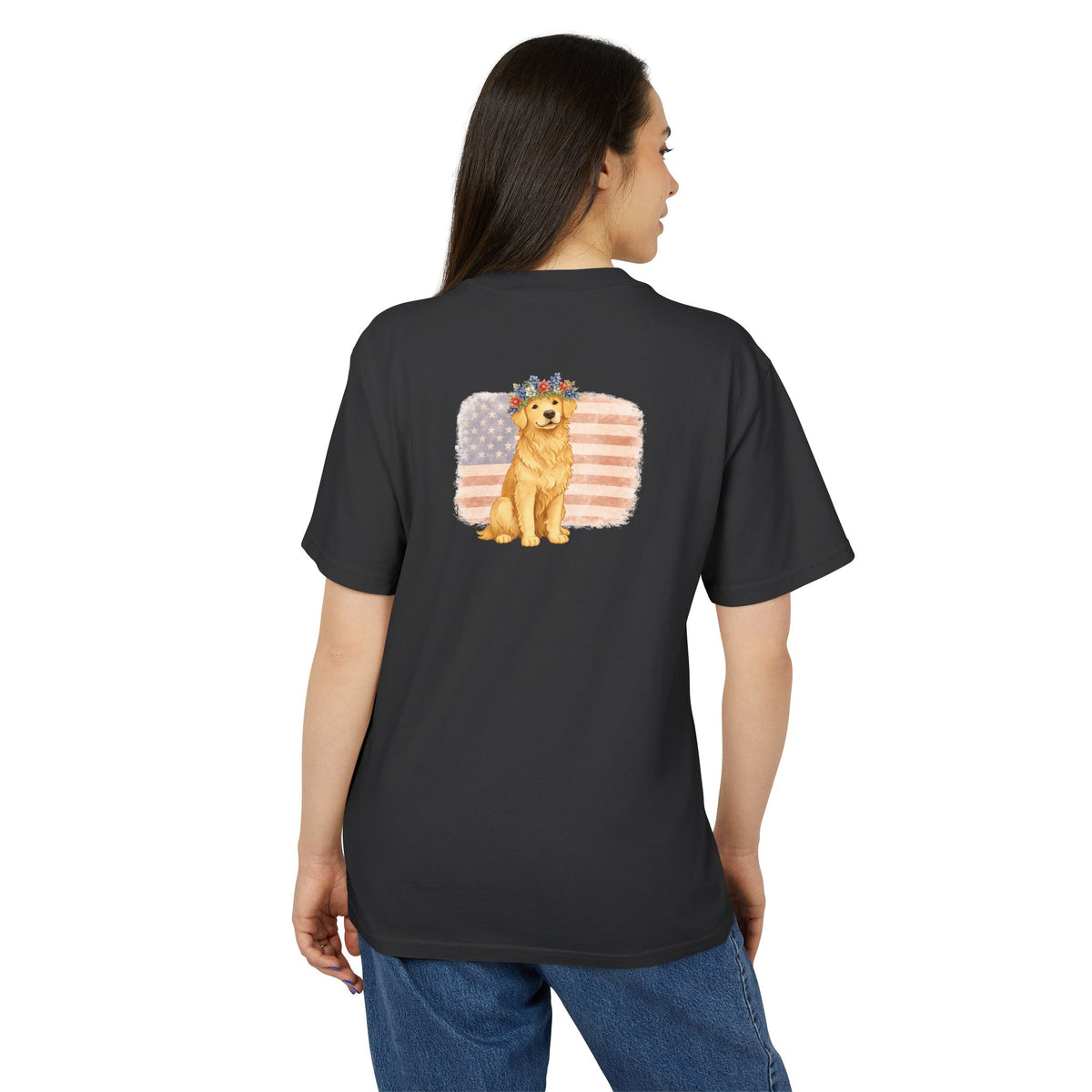Premium Heavy Faded Tee - Golden Flower Crown
