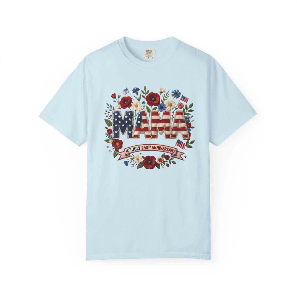 Mama Floral American Flag T-Shirt — Patriotic Mama Gift for Mother’s Day
