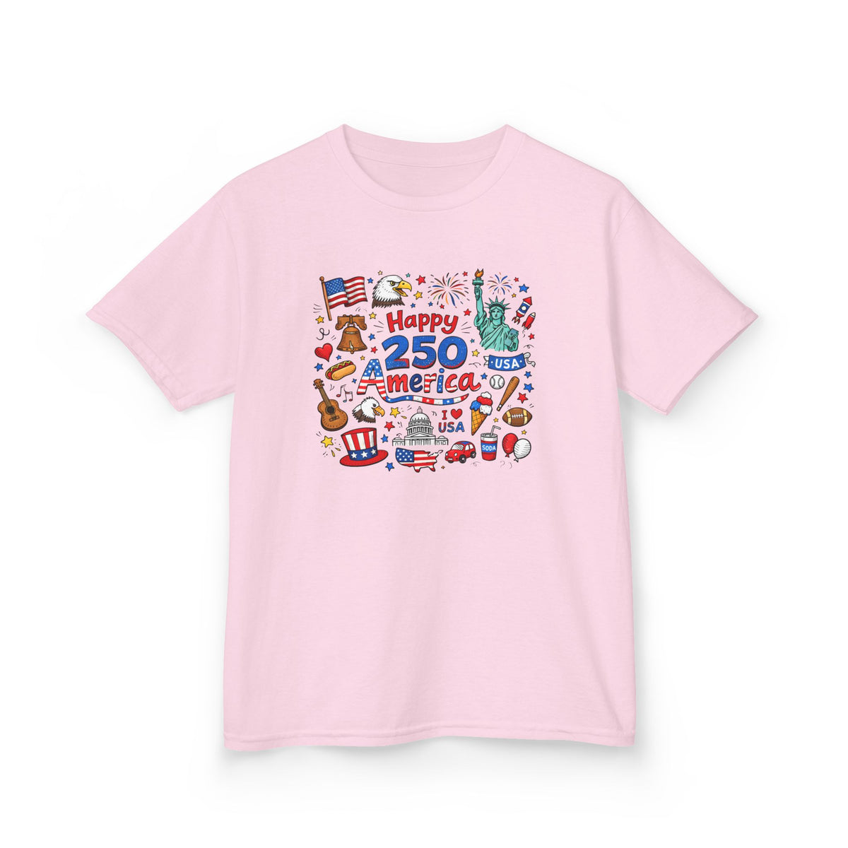 Kids 250th Patriotic USA Icons Tee for 250th Celebration