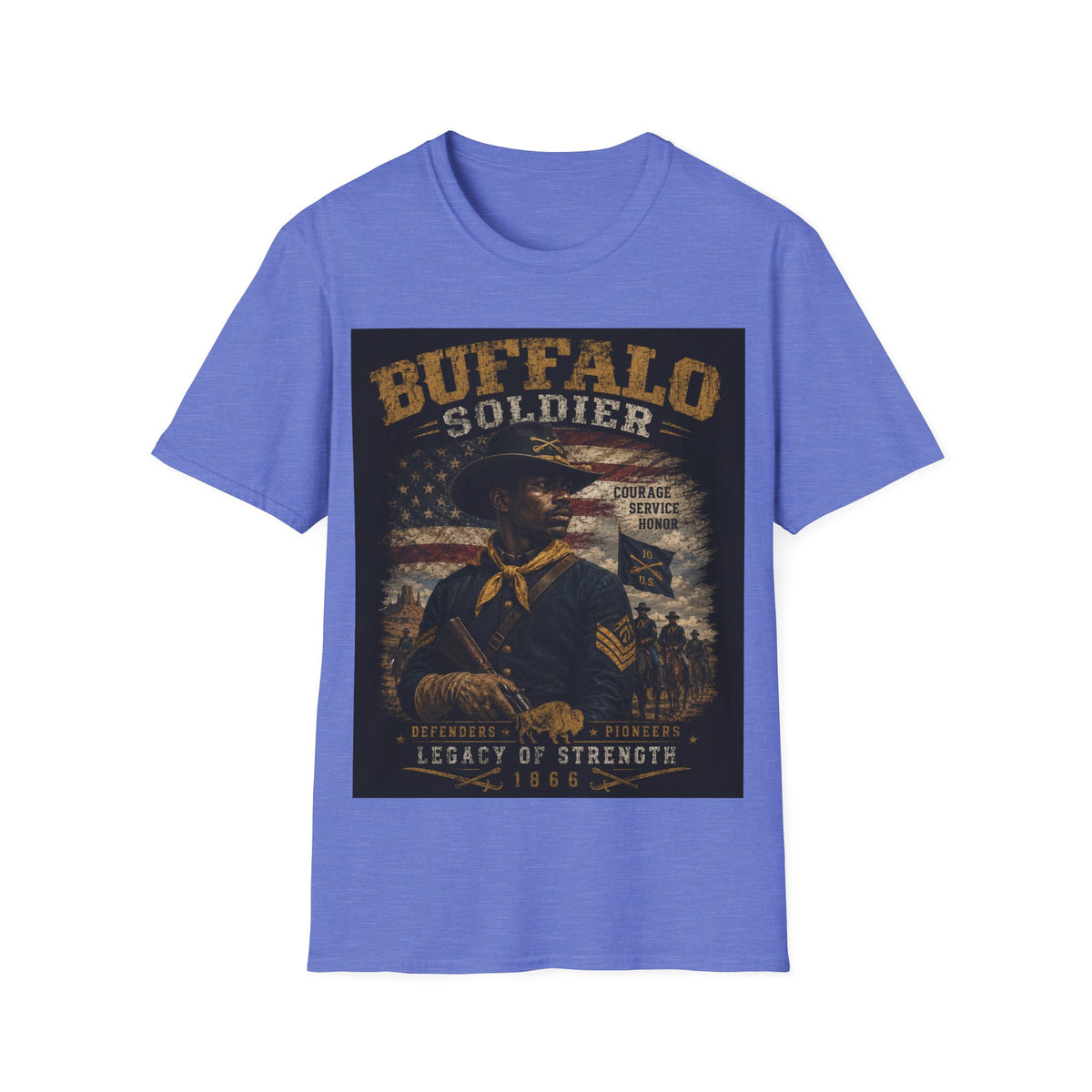 Buffalo Soldier T-Shirt — Vintage Military Tribute Tee (Courage • Service • Honor)