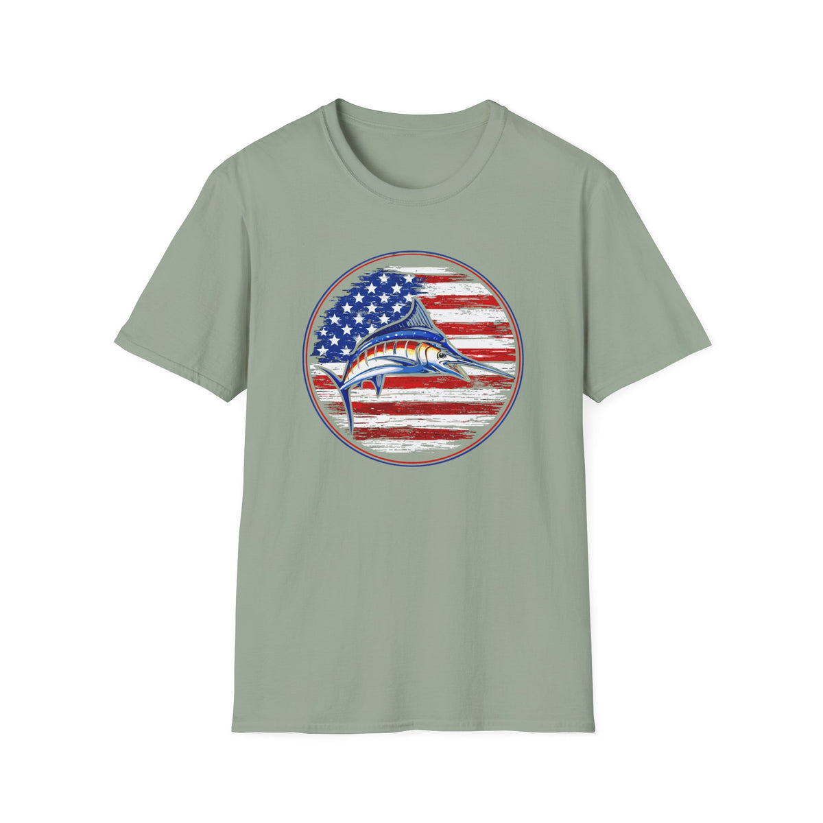 Patriotic Marlin T-Shirt — American Flag Fishing Tee