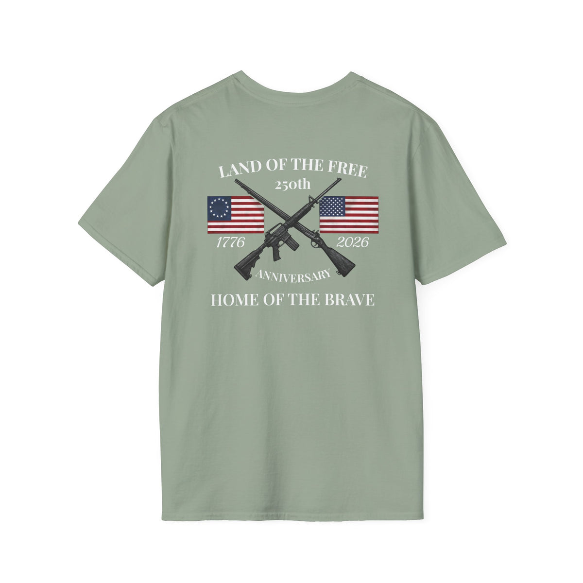 Patriotic 250th Anniversary T-Shirt — "Land of the Free, Home of the Brave"