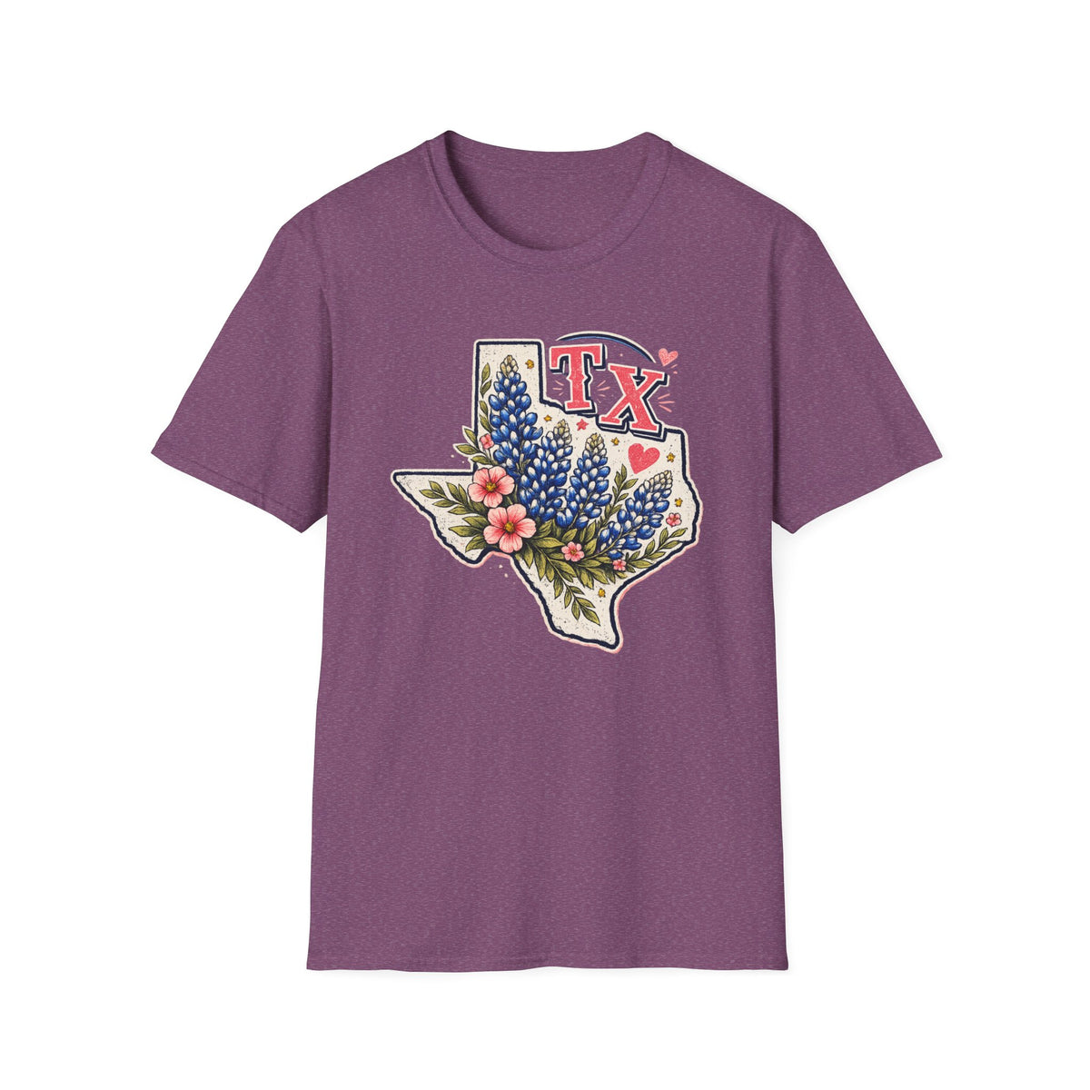 Texas Bluebonnet State T-Shirt — TX Floral Map Tee