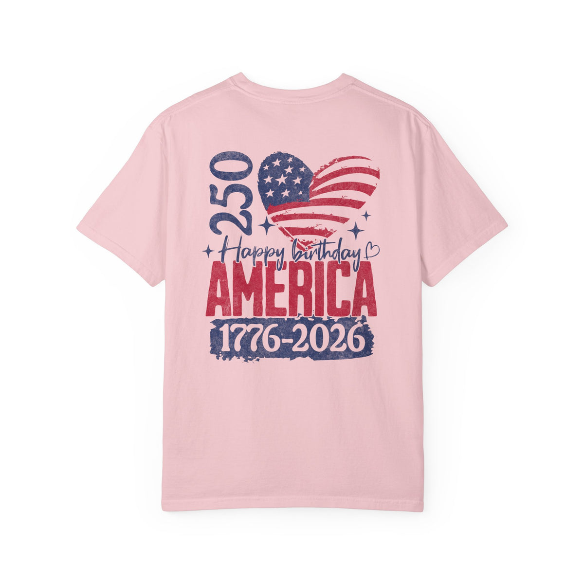 America 250 Birthday T-Shirt – Retro Flag Heart "Happy Birthday America 1776-2026"