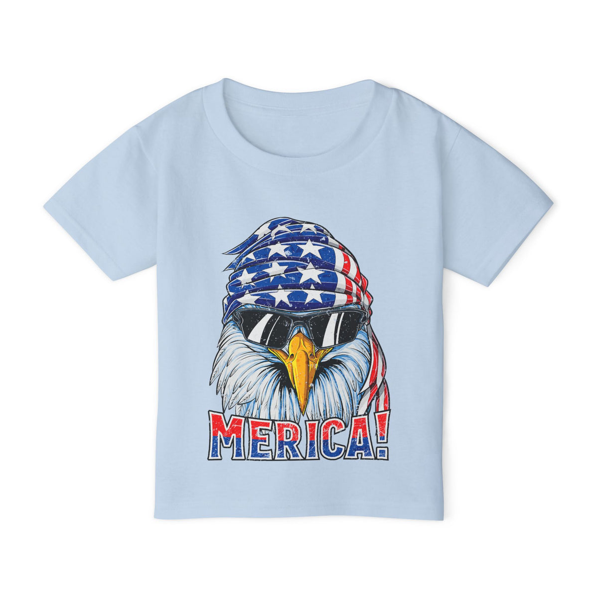 Toddler T-Shirt — 'MERICA! Bald Eagle with American Flag Bandana (4th of July Patriotic Graphic Kids Tee)