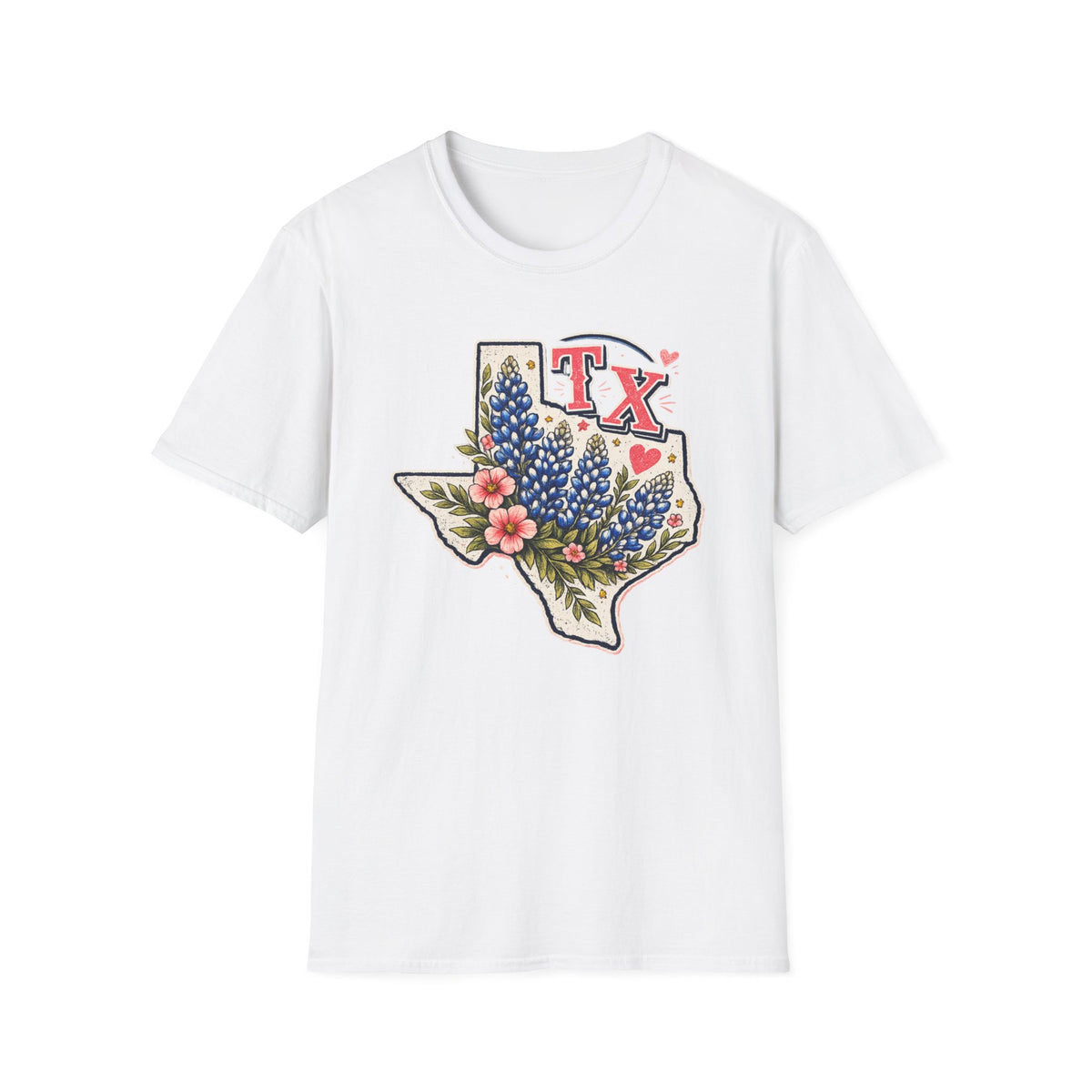 Texas Bluebonnet State T-Shirt — TX Floral Map Tee
