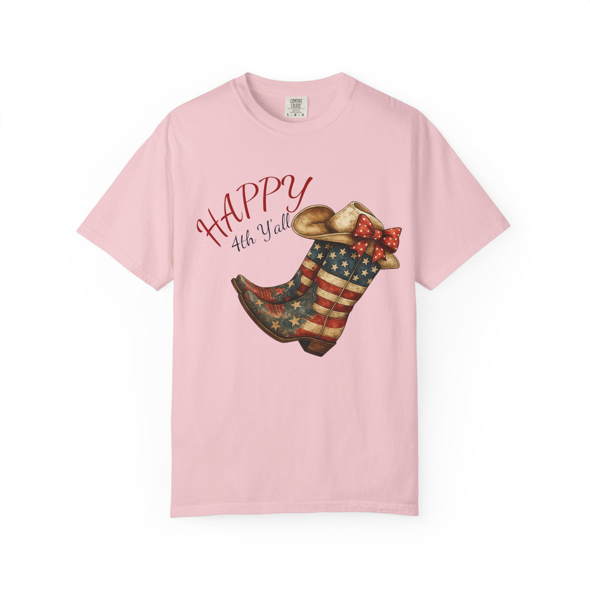 Happy 4th of July Cowboy Boot Graphic T-Shirt
