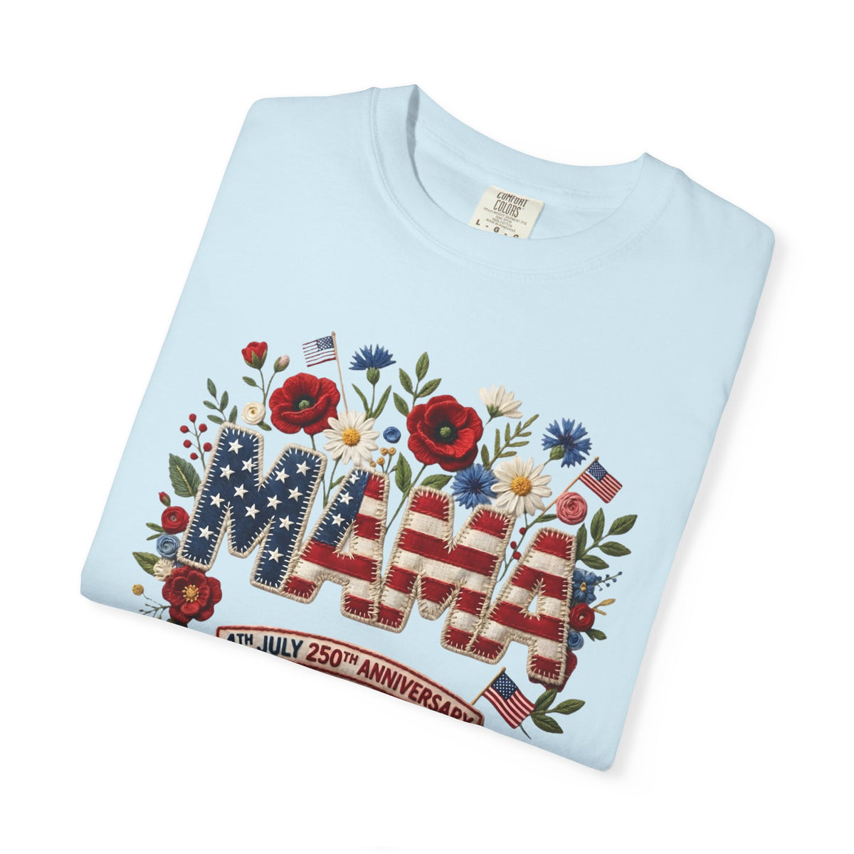 Mama Floral American Flag T-Shirt — Patriotic Mama Gift for Mother’s Day