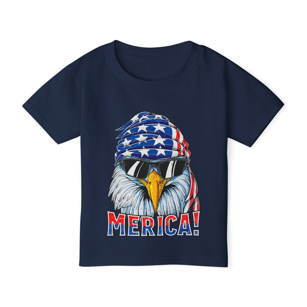 Toddler T-Shirt — 'MERICA! Bald Eagle with American Flag Bandana (4th of July Patriotic Graphic Kids Tee)