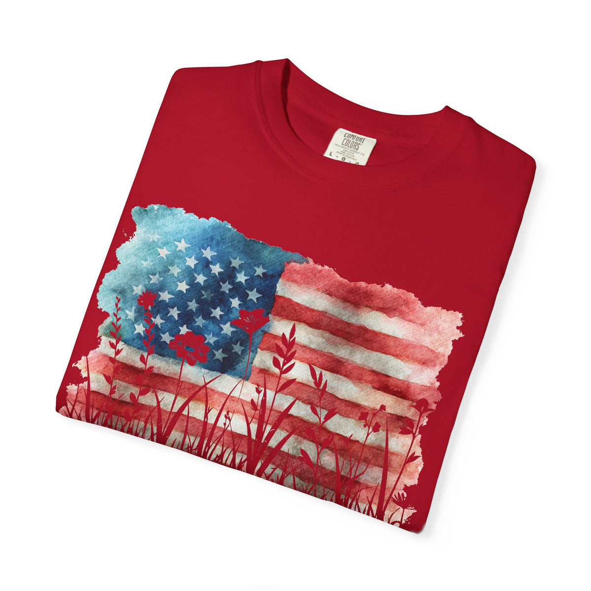 250 Years of Freedom American Flag & Flowers T-Shirt