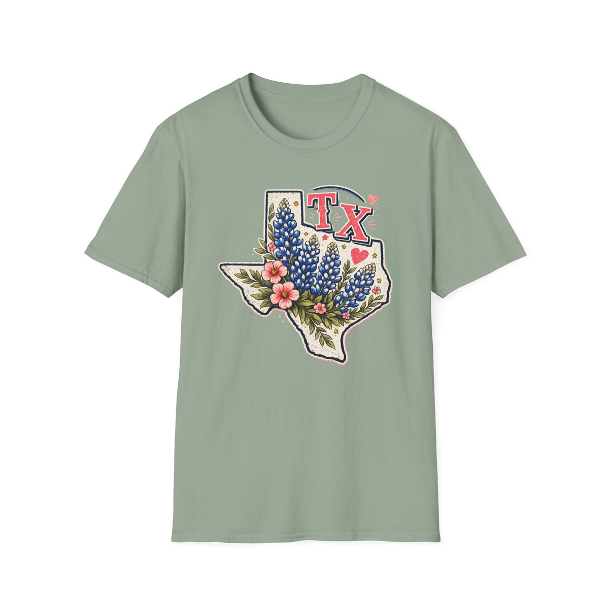 Texas Bluebonnet State T-Shirt — TX Floral Map Tee