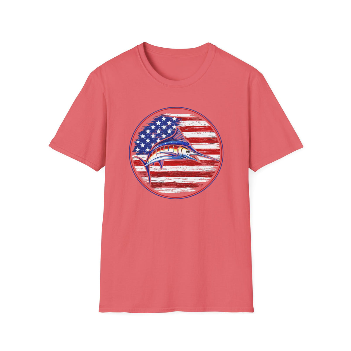 Patriotic Marlin T-Shirt — American Flag Fishing Tee