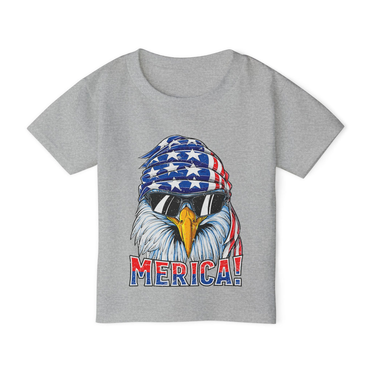 Toddler T-Shirt — 'MERICA! Bald Eagle with American Flag Bandana (4th of July Patriotic Graphic Kids Tee)
