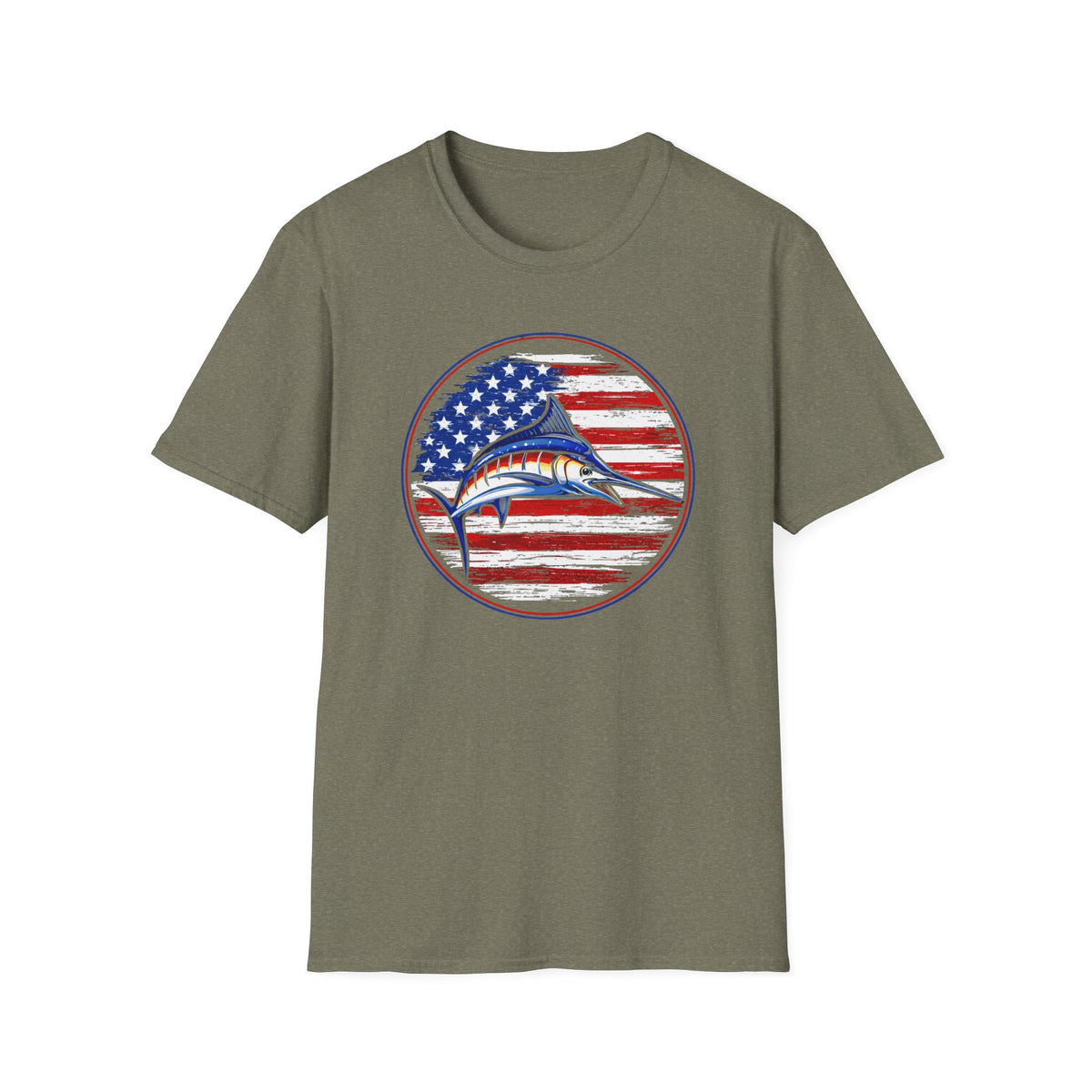 Patriotic Marlin T-Shirt — American Flag Fishing Tee