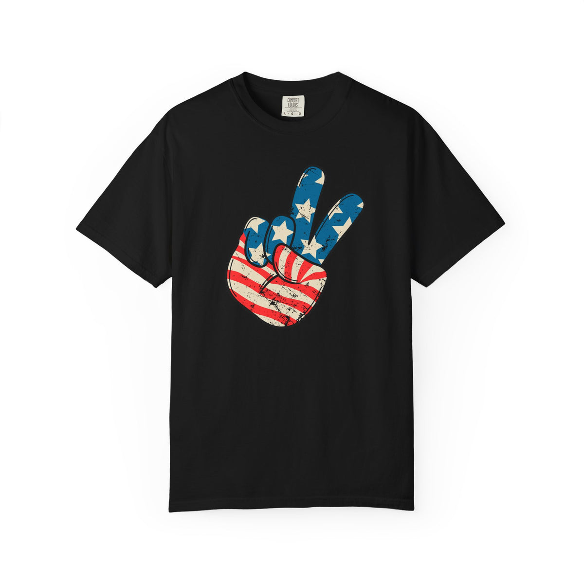 Patriotic Peace Sign T-Shirt — American Flag Peace Hand Tee