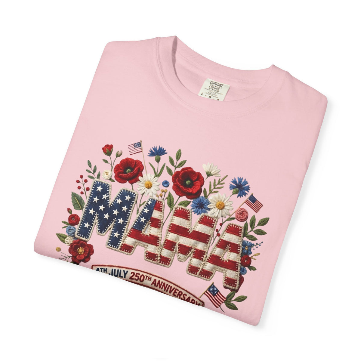 Mama Floral American Flag T-Shirt — Patriotic Mama Gift for Mother’s Day